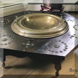 F01. Brass and wood octagonal brazier. 30.5”w - $525 